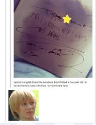 Taemin S Handwriting Lol Xd Shinee Kpop I Feel Bad For Laughing At The Face But Seriously That Face Expression Though Taemin Shinee Shinee Taemin