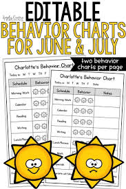 Editable Student Individual Behavior Chart June July