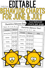 editable student individual behavior chart june july