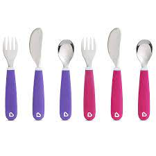 Amazon Com Munchkin Splash Toddler Fork Knife And Spoon Set 6 Pack Pink Purple Baby