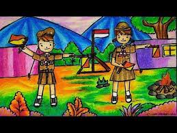 Cara Menggambar Dan Mewarnai Tema Pramuka Berkemah Camping Youtube Cara Menggambar Pramuka Tema Berkemah