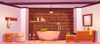 Rustikale badezimmer ideen und design. Badezimmer Im Rustikalen Haus Mit Bad Und Backsteinmauer Kostenlose Vektor