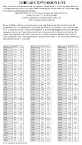 Dimensions To Anchor Dmc Conversion Chart