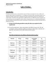 Recognized by the european physical society. Physics Lab 6 Experiment 6 Friction Gaoshua Myka Chang Syeda Zaidi Phys 123 Section 6 1 Answer The Following Questions Using The Data You Acquired In Course Hero