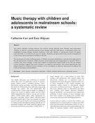 Pdf Music Therapy With Children And Adolescents In Mainstream Schools A Systematic Review