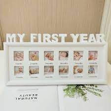 Baby Photo Frame Baby Souvenirs Diy 0 12 Month Baby My First Year Photo Frame For Baby Birthday Commemorate Home Decorations Hand Footprint Makers Aliexpress