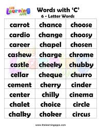 Leaning to alphabetize a list of words is one of the first skills students learn in primary. Free Printable 6 Letter Words With C Worksheet 08 For Kids