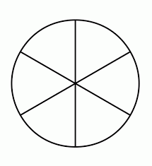 template of a circle divided into 6 pieces fractions