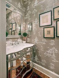 Download these wallpaper desktop background images in hd resolution for free. Chinoiserie Powder Room With Mirrored Washstand And Gray French Toile Grasscloth Wallpaper Asian Bathroom