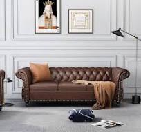 Amazon.com: ORRD Chesterfield Sofa Leather, Modern PU Tufted ...