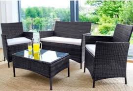 Rattan 4 Piece Garden Furniture Set In 2020 Rattan Garden Furniture Sets Rattan Furniture Set Patio Furniture Sets