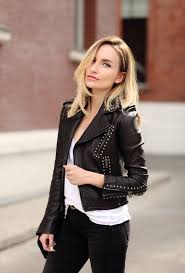 Studded Leather Moto Jacket At Guess Winter Outfits Women Fashion Girl Fashion