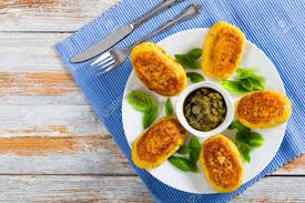 Delicious Mashed Potato Pancakes With Ground Chicken Meat Filling Stock Photo Picture And Royalty Free Image Image 68166858