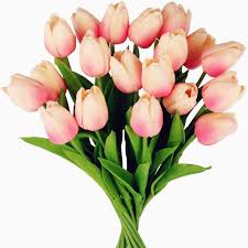 Faux plants for less, at your doorstep faster than ever! Faux Silk Flowers 3 Light Pink Tulips Beautifully Realistic Artificial Stems Floral Decor Home Garden