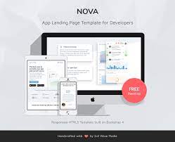 The most popular free mobile app landing page website templates, all these templates are designed well with fully responsive built on bootstrap and html. Nova Free Bootstrap 4 App Landing Page Template For Developers Ux Centred Bootstrap Templates Themes For Developers