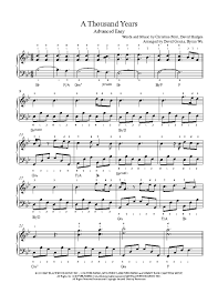 A Thousand Years By Christina Perri Piano Sheet Music Advanced Level Piano Sheet Music Free Piano Sheet Music Clarinet Sheet Music