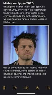 Mishapocalypse 2020 Supernatural Fandom Supernatural Supernatural Seasons