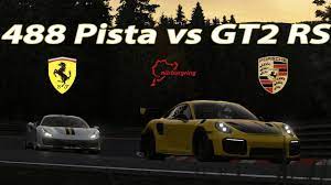 Porsche has announced a price of £141,346 for the revised 911 gt3 rs. Ferrari 488 Pista Vs Porsche 911 991 2 Gt2 Rs At Nurburgring Assetto Corsa Youtube