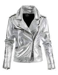 Leather Jacket Nappa Lamb Silver Coloured Silver Coloured Madeleine Fashion Stylish Leather Jacket Leather Jacket Jackets