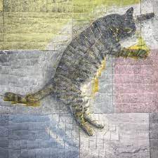 ardan ozmenoglu bir kedi gordum sanki duman post it notlar uzerine karisik teknik 90x90cm 2018 kedi duman