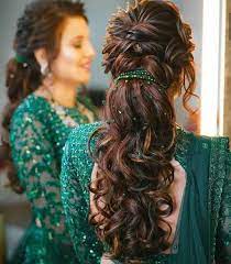 The sleek style allows the bride's earrings and gold hairpieces to shine, while the. 15 Charming Indian Wedding Reception Hairstyles Styles At Life