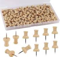 100Pcs Thumb Tacks - Standard Push Pins Steel Point and Wooden Used for  Cork Board or Maps,Photos and Calendar,Home Office Supplies Craft Projects  - ...