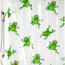 For Their Bathroom Vinyl Shower Curtains Frog Design Shower Curtain