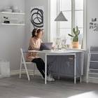 KALLHÃ„LL Gateleg table with storage, white/light gray, Ikea