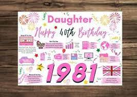 My hope is that your birthday is a day for you to receive those same wonderful sentiments and that same love that you always give. Daughter Happy 40th Birthday Card Greetings 1981 Memories Birth Year Facts Pink Ebay