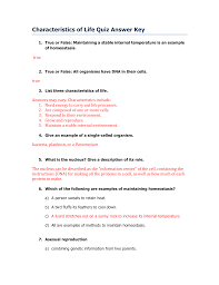 Growth that boy shot up five inches in only one year. Characteristics Of Life Quiz Answer Key