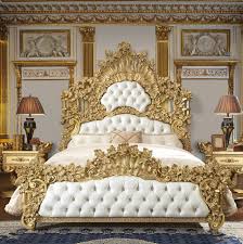 Major Q Luxurious Traditional Style White Pu Leather Eastern King Size Bed In Gold