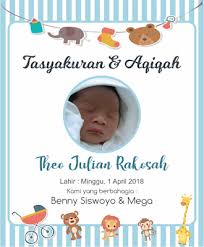 Kartu Tasyakuran Aqiqah Kartu Bayi Kelahiran Anak Kartu