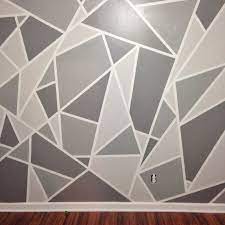 Which extends from the floors up to the accent wall. Project Nursery V 1 A Geometric Mosaic Wall In Grey Ombre Tips And Tricks For Doing Your Own Wall At Diy Wall Painting Geometric Wall Paint Faux Wallpaper