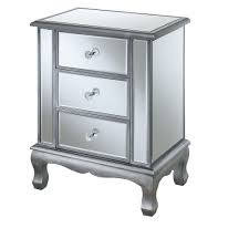 Gold Coast Vineyard 3 Drawer Mirrored End Table Silver Johar Furniture Mirrored End Table Convenience Concepts Silver Antique Mirror