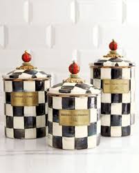 Black And White Checkered Canister Set Mackenzie Childs Courtly Check Canisters At Shopstyle Kavanozlar Aynalar Mum Boya