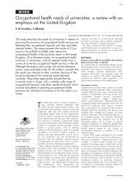 PDF) Occupational health needs of universities: A review with an emphasis 