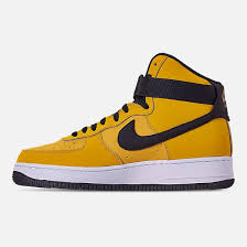 Left View Of Men S Nike Air Force 1 07 High Leather Casual Shoes In Yellow Ochre Casual Shoes Nike Mens Nike Air