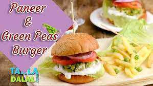 Paneer Green Peas Burger Recipe By Tarla Dalal Youtube Burger Paneer Burger Recipes