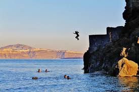 Cliff Jumping In Santorini Greece Greece Travel Greece Beach Greece