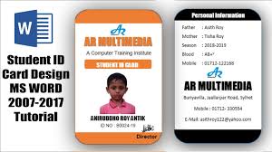 How To Create Professional Student Id Card In Ms Word 2013 Two Part Id Card Design Microsoft Word Youtube