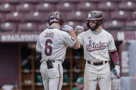A roundel logo for mississippi state baseball showcasing the school's 9 college world series appearances. No 5 Mississippi State Baseball Hosts Kent State Golden Flashes For Three Game Series For Whom The Cowbell Tolls