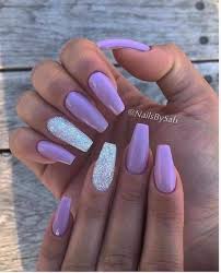 Acrylic nail designs show off your feminine power to the world. Matte Light Purple Acrylic Nails With Glitter Matte