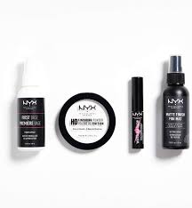 Nyx Professional Makeup Travel Kit Primer Spray Finishing Powder Mini Mascara Setting Spray 4 Piece Makeup Set Translucent Amazon Co Uk Beauty