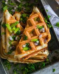 Veggie Pizza Waffle With Morning Star Veggie Pizza Delicious Holiday Recipes Hearty Snacks