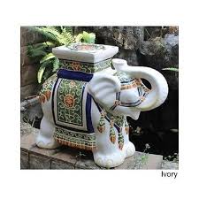 Porcelain Garden Stool Ceramic Elephant Plant Stand Patio Accent Side End Table Ceramic Elephant Ceramic Garden Stools Outdoor Stools