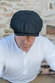 Shelby keps med knappar på ovansidan, svart fiskbensmönster från Gamble &  Gunn, Svart