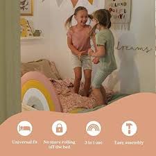 Amazon.com: Meamel Premium 3-in-1 Toddler Bed Rail with Decorative  Headboard and Wall Decor Functionality, High-End Bed Guard for Kids, Wooden  Baby Bed Rail Guard, Rainbow Twin Bed Rail for Toddlers