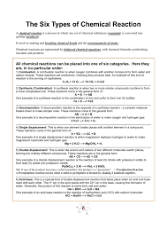 A single reaction may fit more than one classification. The Six Types Of Chemical Reaction