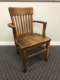 Vintage Wood Office Chair Banker Desk Courthouse Gunlocke Lawyer Antique Arm Mission Oak Wooden Slat Slatb Wood Office Chair Antique Wooden Chairs Vintage Wood
