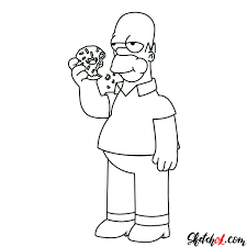 Give homer his trademark two pieces of hair on top of his head, and the m shape on the side. How To Draw Homer Simpson Eating A Donut Sketchok